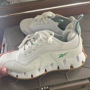 Reebok White Sneakers with Green Highlights